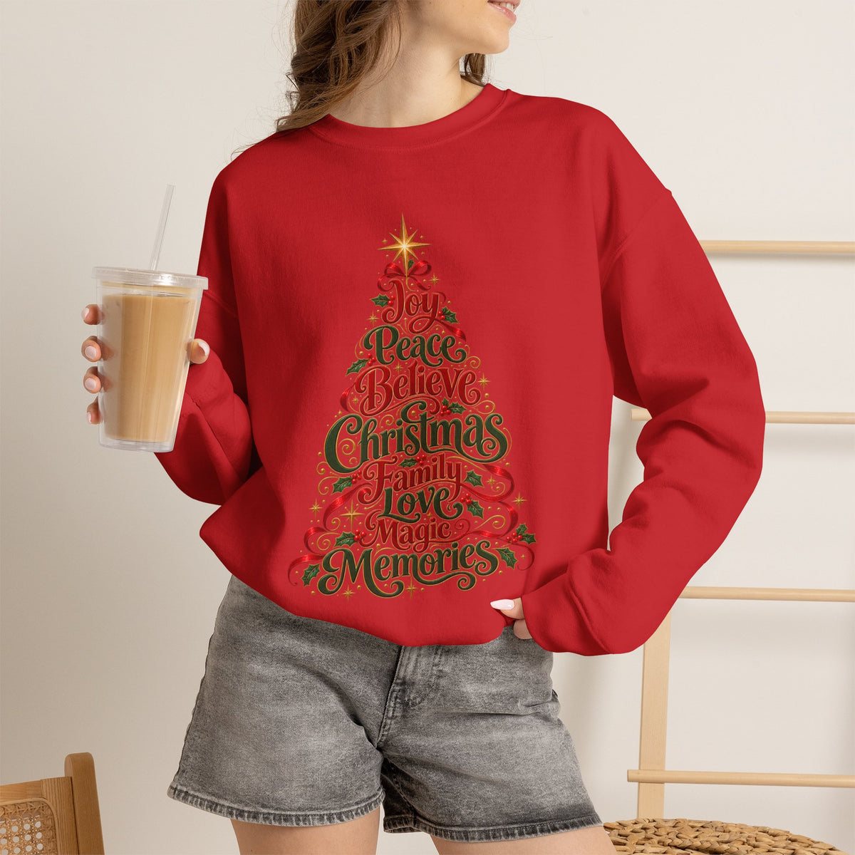 Christmas Tree Words Crewneck Sweatshirt