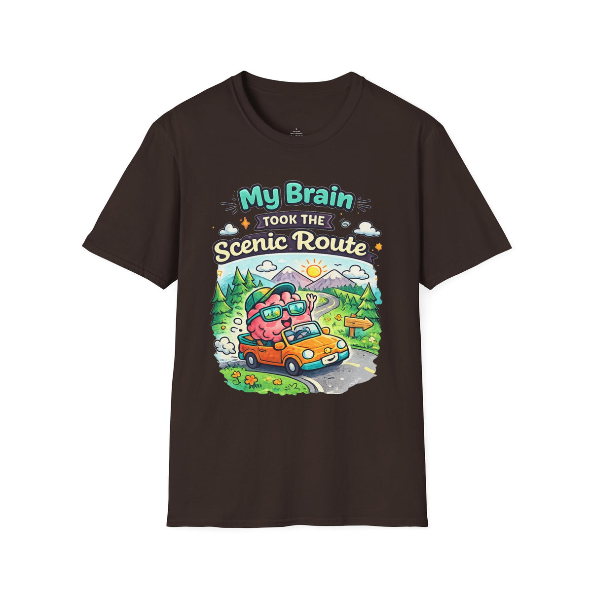 Scenic Route T-Shirt — "My Brain Took the Scenic Route" Road Trip Tee