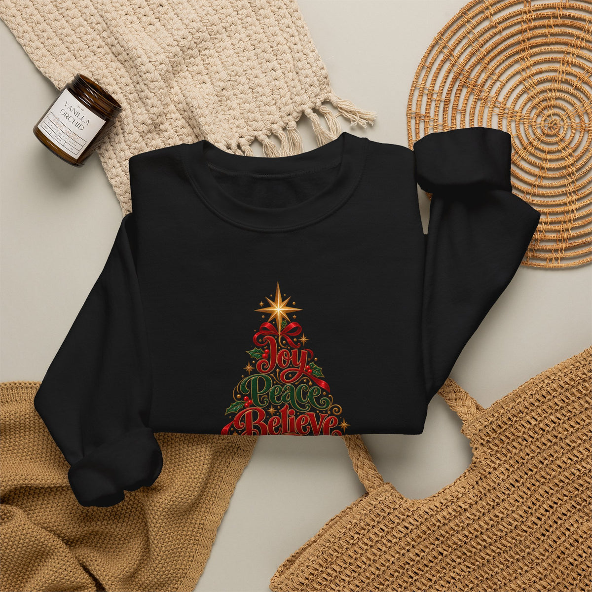 Christmas Tree Words Crewneck Sweatshirt