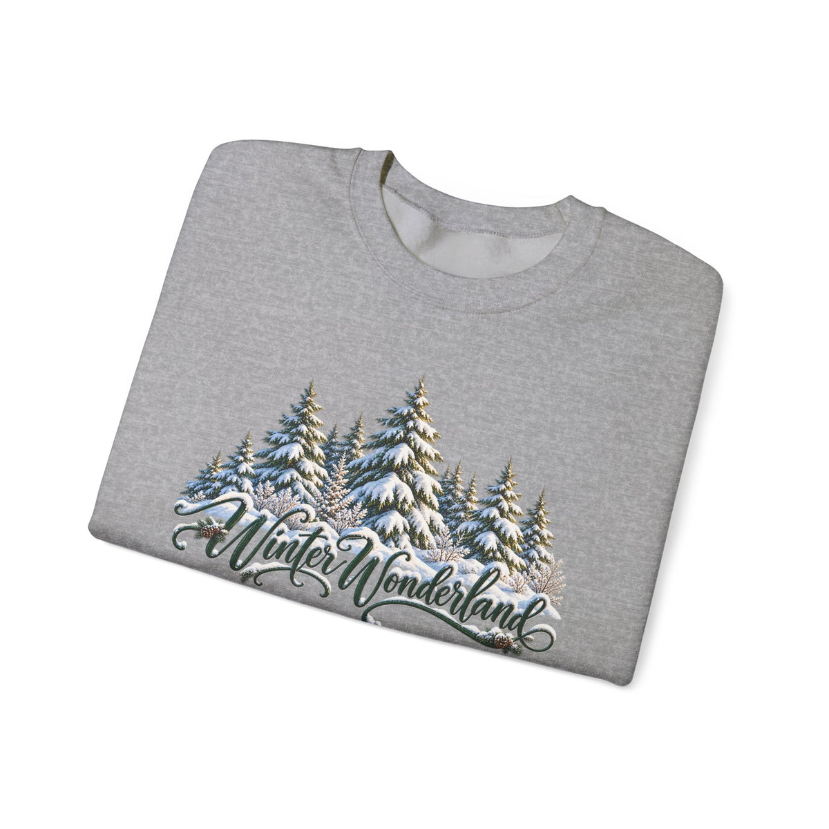Winter Wonderland Crewneck Sweatshirt — Snowy Pine Trees Holiday Pullover