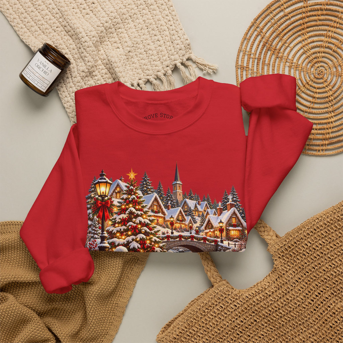 Holiday Village Snow Scene Sweatshirt