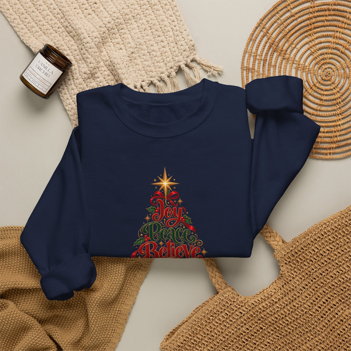 Christmas Tree Words Crewneck Sweatshirt