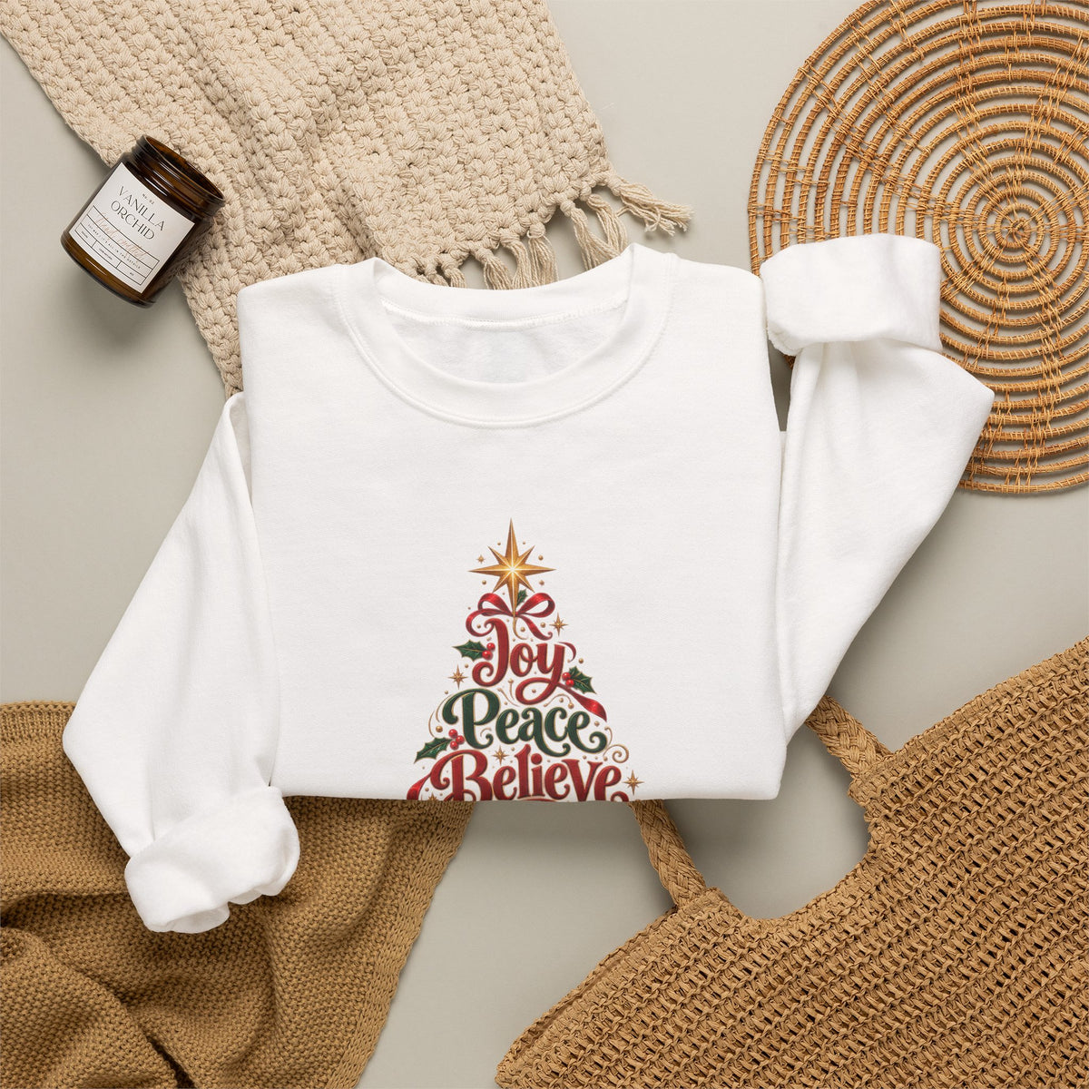 Christmas Tree Words Crewneck Sweatshirt