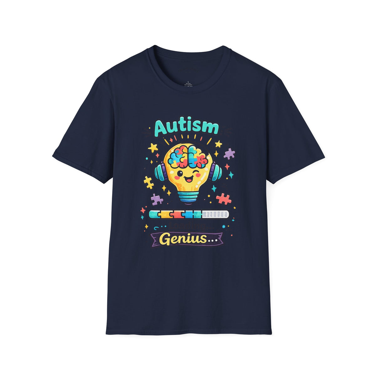 Autism Awareness T-Shirt — Cute 'Loading Genius' Puzzle Lightbulb Design