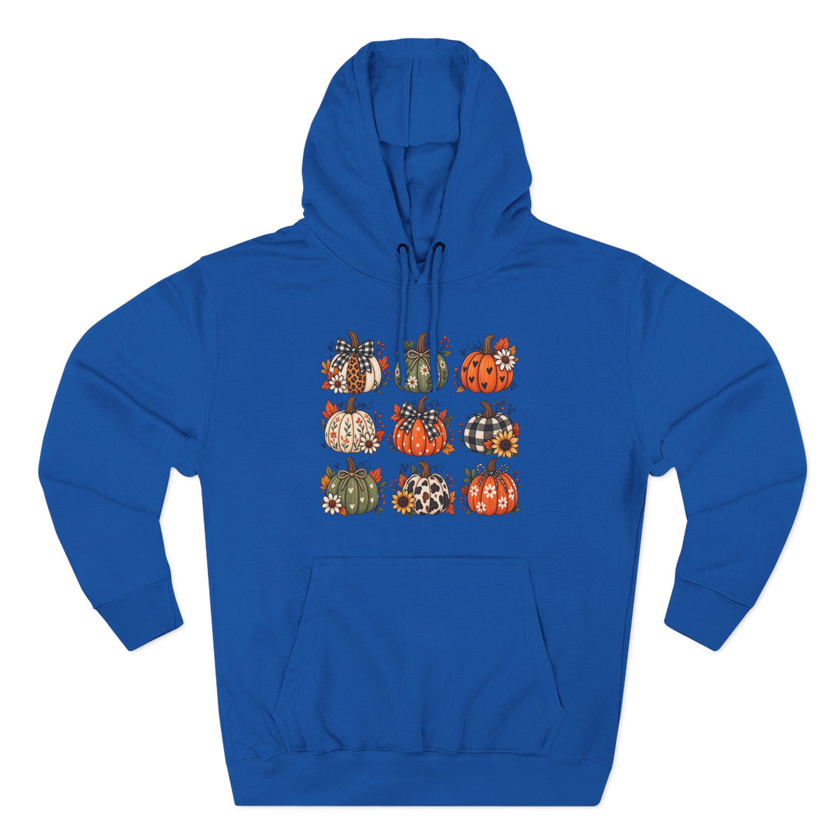 Pumpkin Patch Panel Hoodie — Fall Plaid & Floral Pumpkin Design