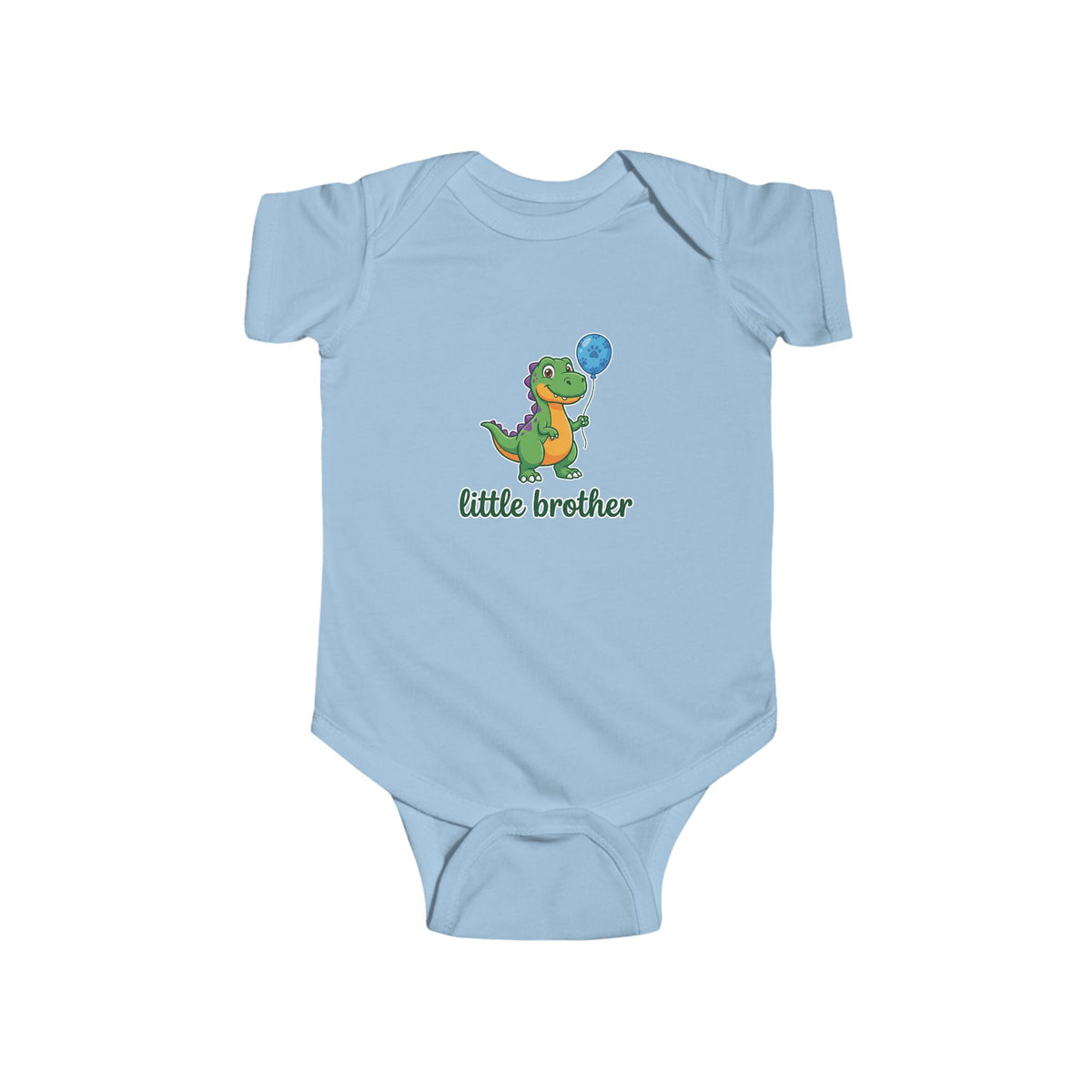 Little Brother Dinosaur Baby Bodysuit - Cute Green Dino with Balloon