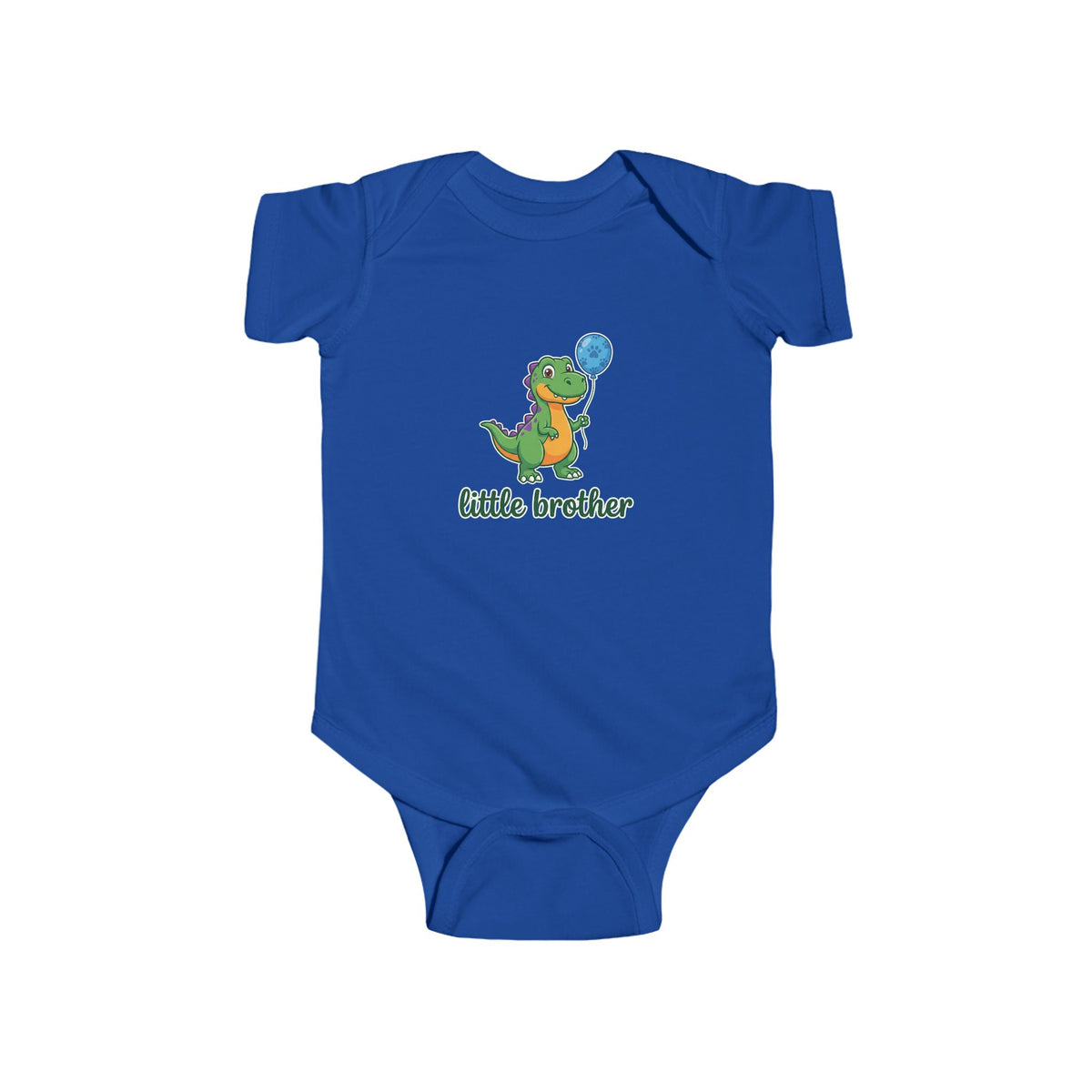 Little Brother Dinosaur Baby Bodysuit - Cute Green Dino with Balloon