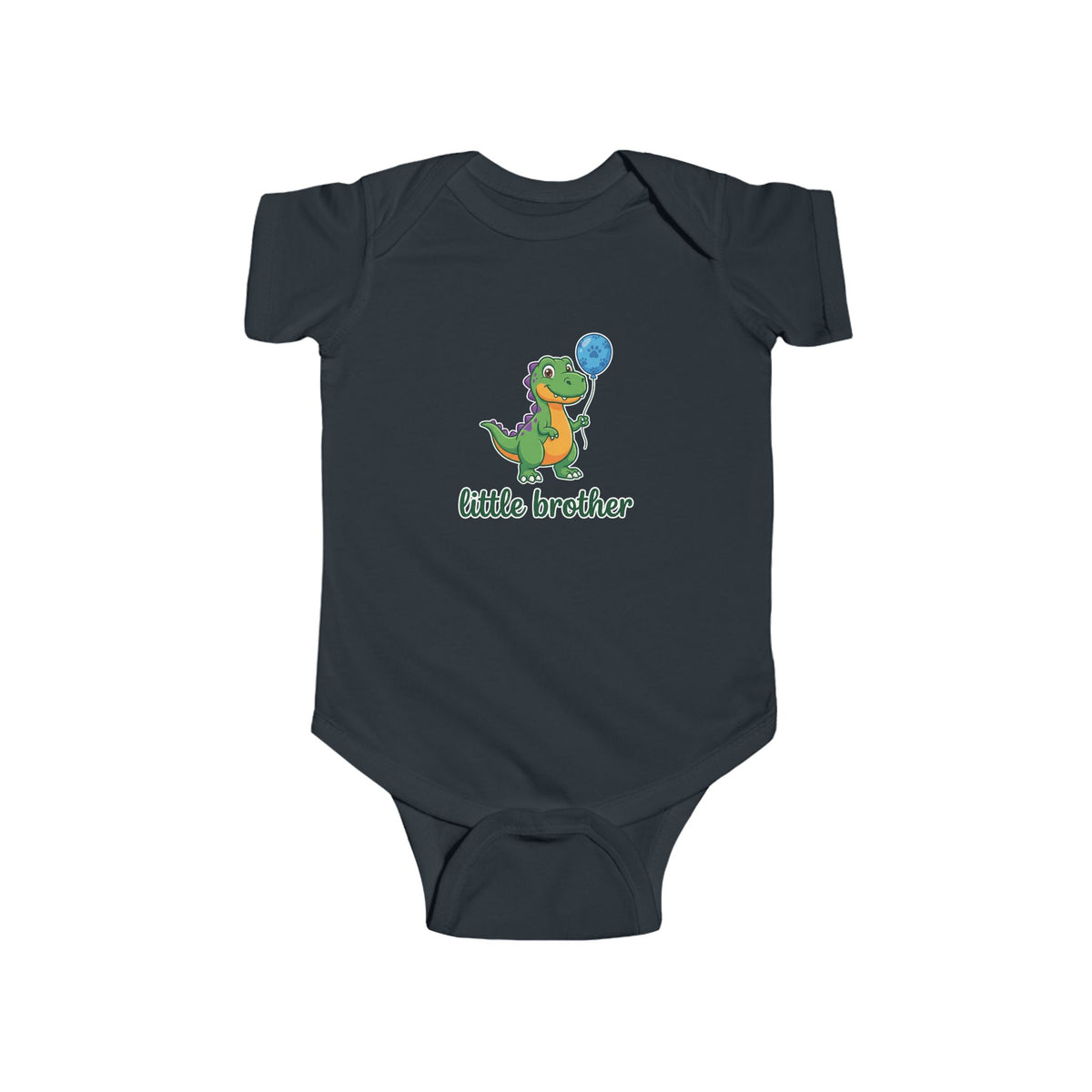 Little Brother Dinosaur Baby Bodysuit - Cute Green Dino with Balloon