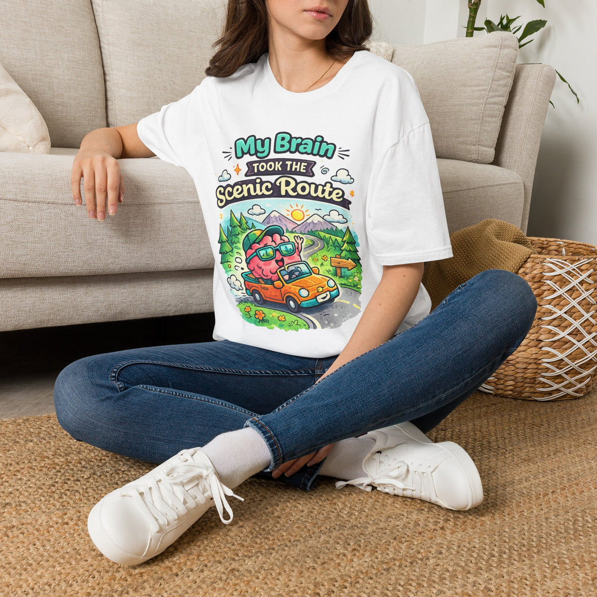 Scenic Route T-Shirt — "My Brain Took the Scenic Route" Road Trip Tee