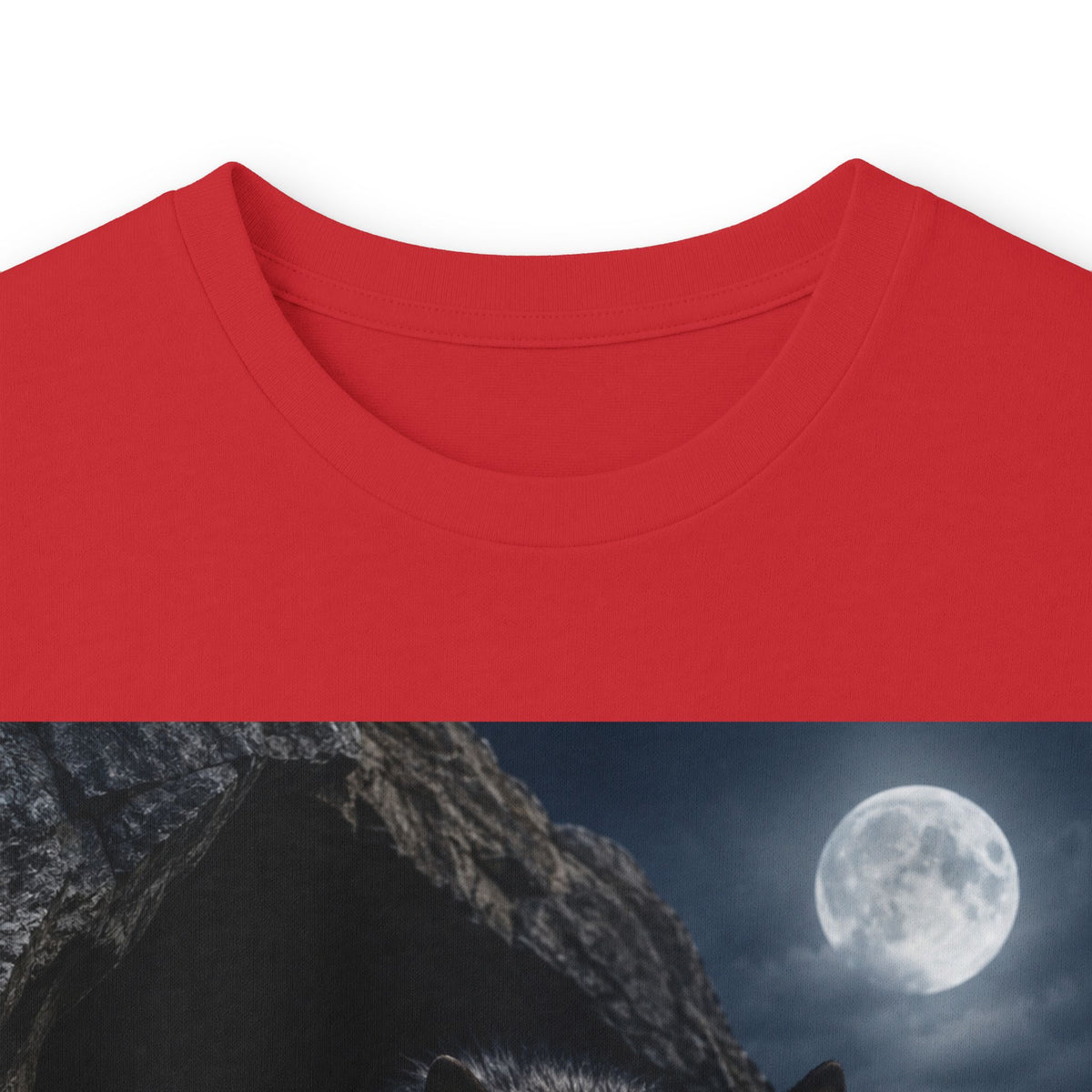Wolf Moon Long Sleeve Tee — Realistic Wolf Night Graphic