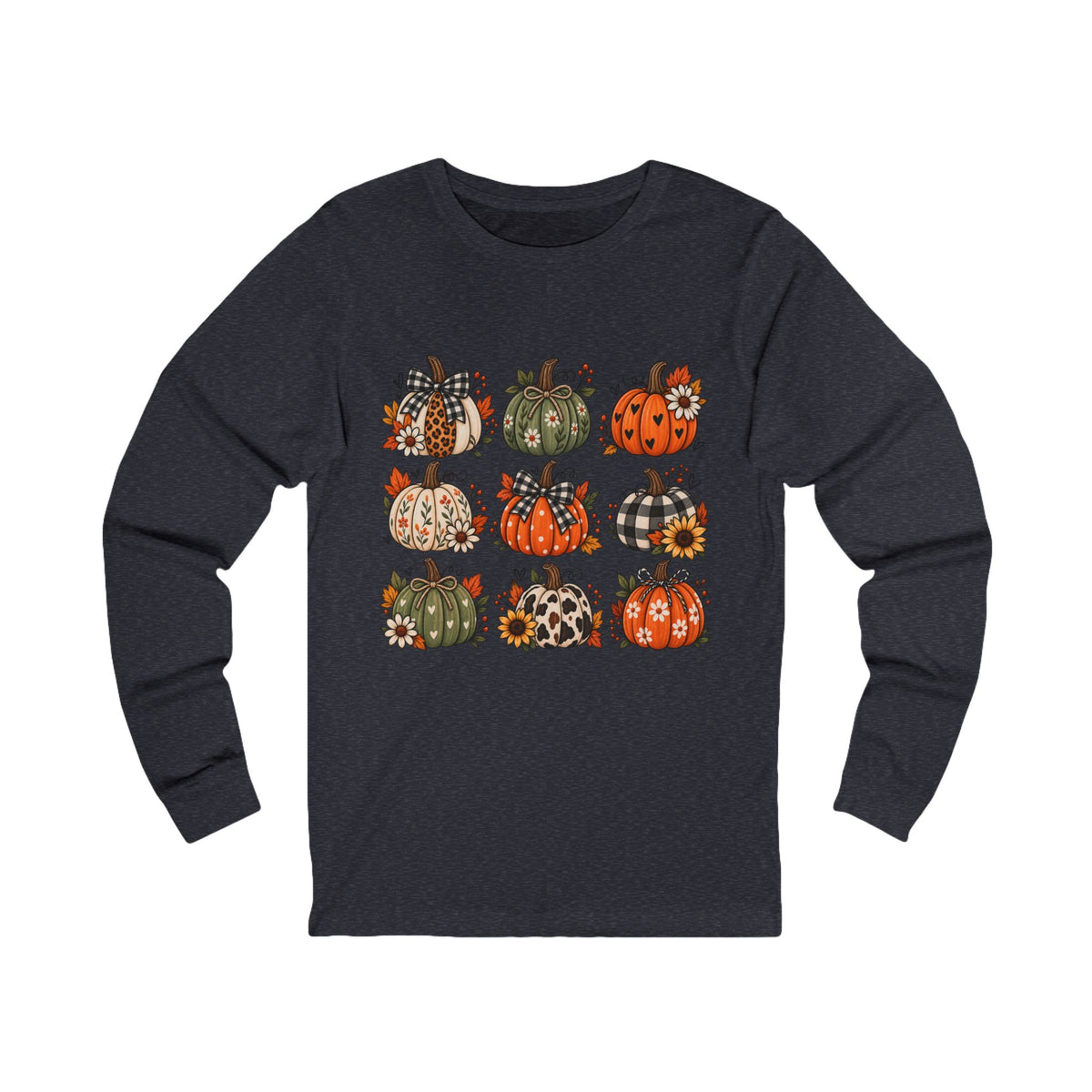 Autumn Patchwork Pumpkins Long Sleeve Tee