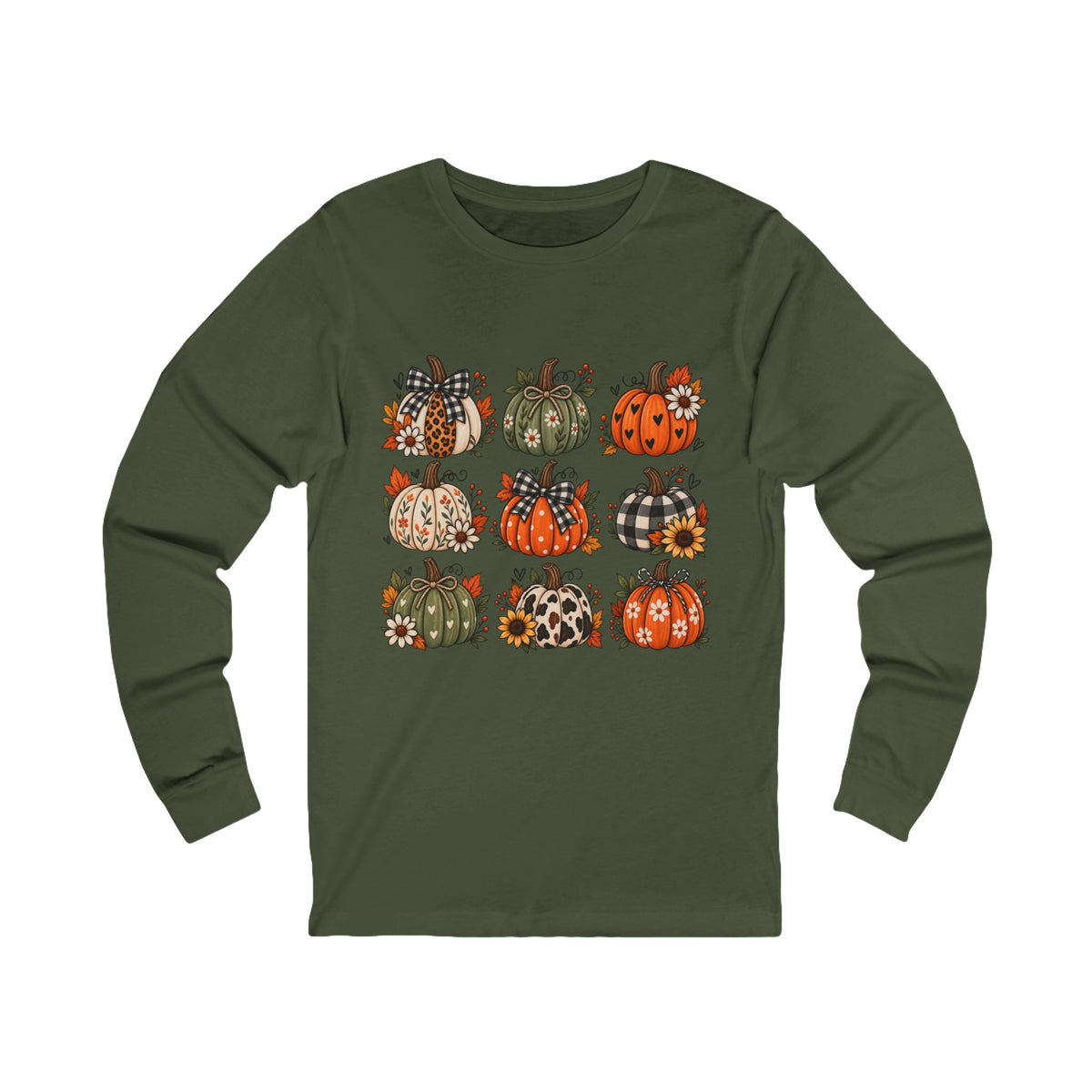 Autumn Patchwork Pumpkins Long Sleeve Tee