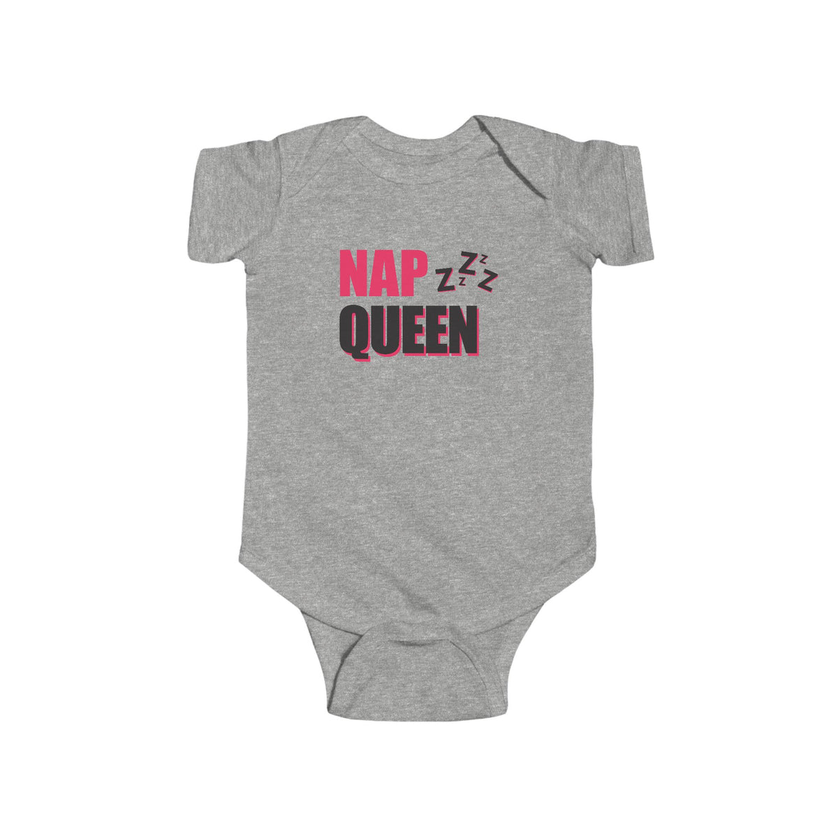 Nap Queen Infant Bodysuit – Cute Pink & Black Baby Onesie with ‘Nap Queen’ Text