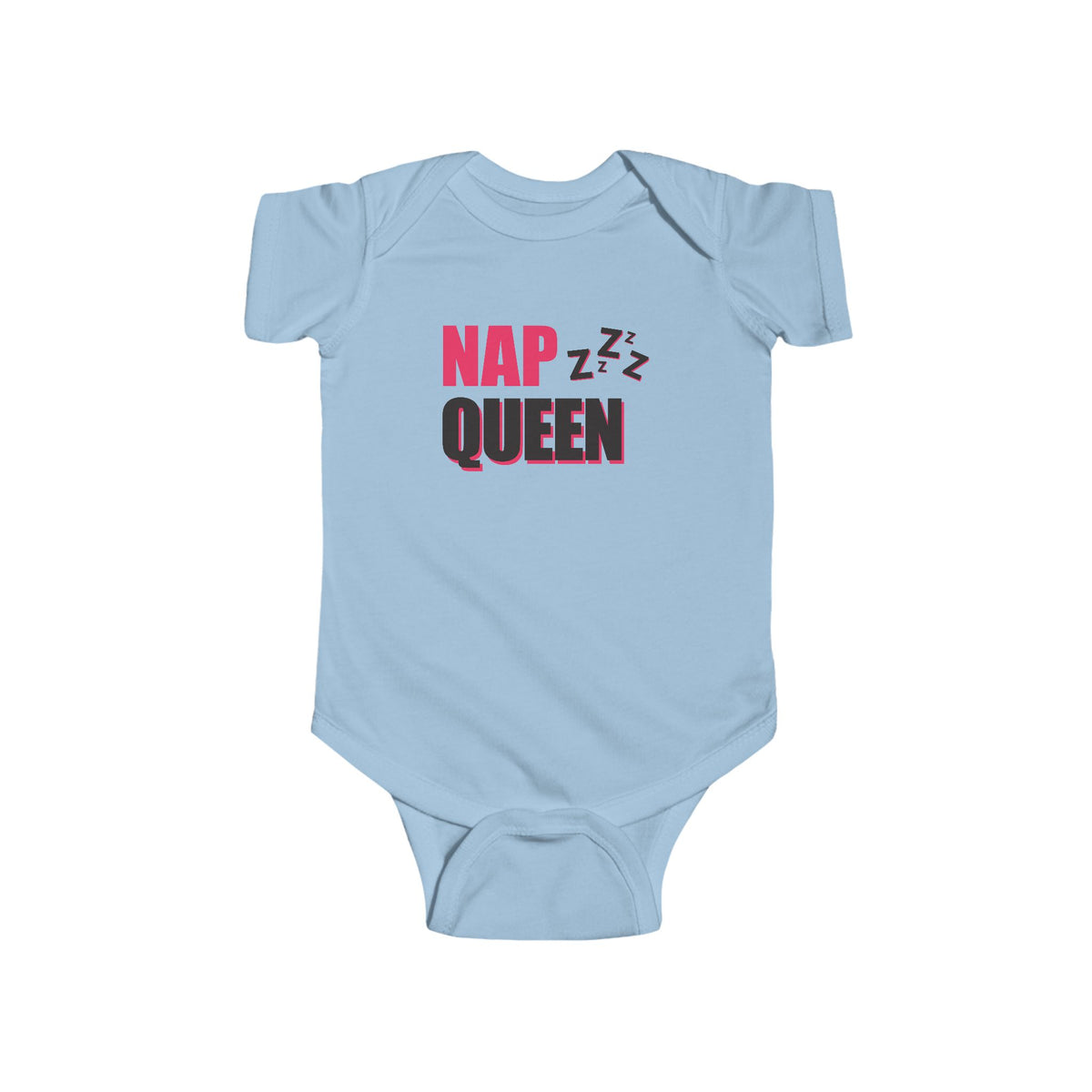 Nap Queen Infant Bodysuit – Cute Pink & Black Baby Onesie with ‘Nap Queen’ Text