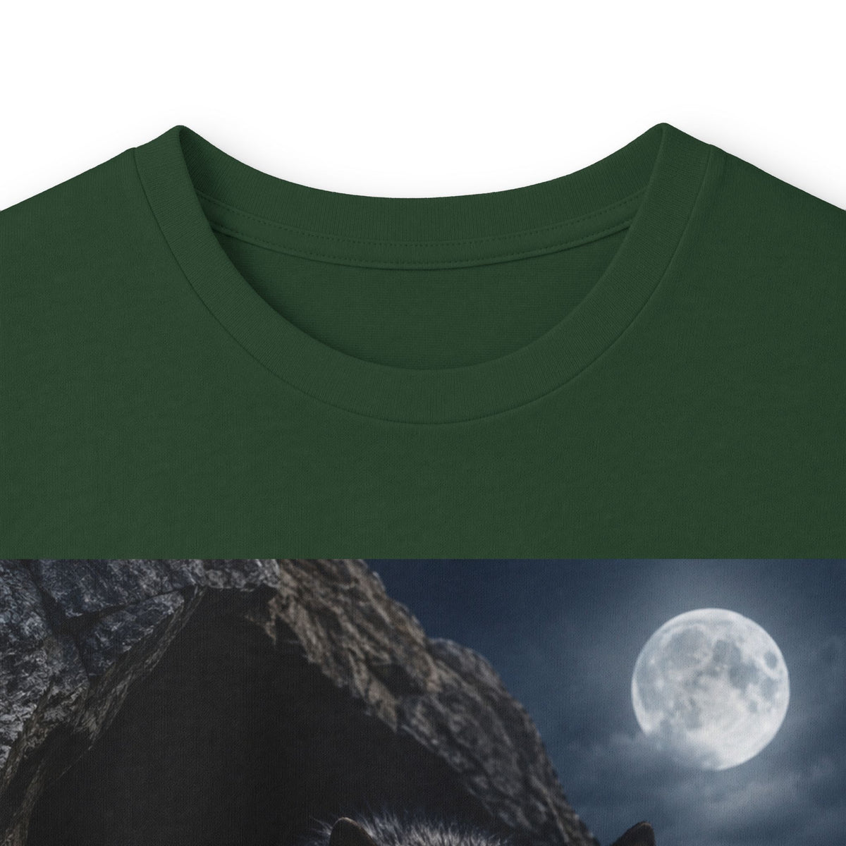 Wolf Moon Long Sleeve Tee — Realistic Wolf Night Graphic