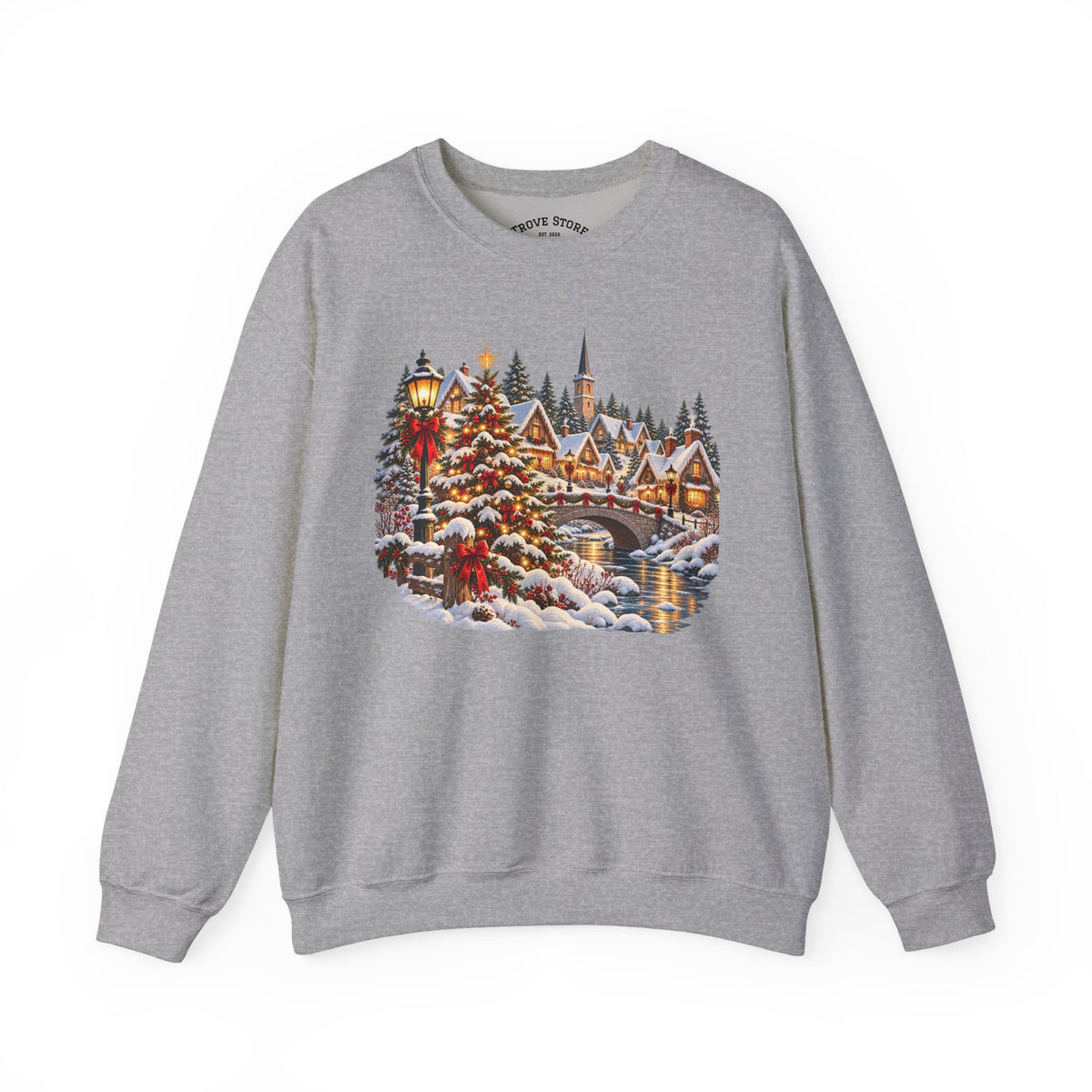 Holiday Village Snow Scene Sweatshirt