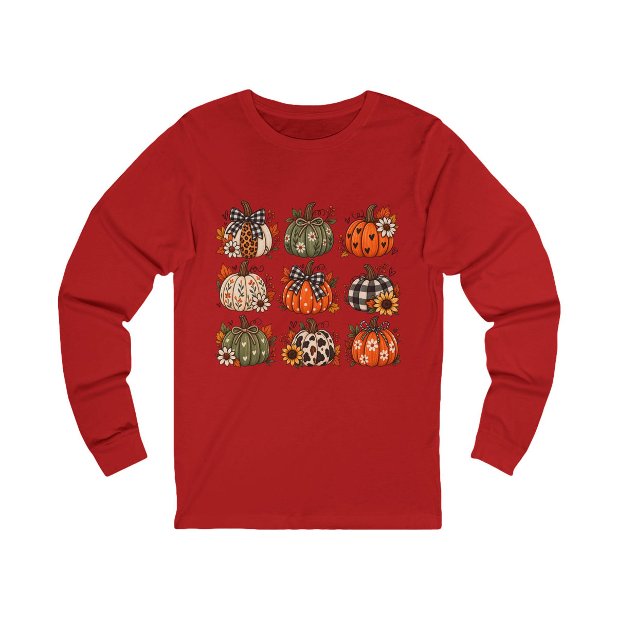 Autumn Patchwork Pumpkins Long Sleeve Tee