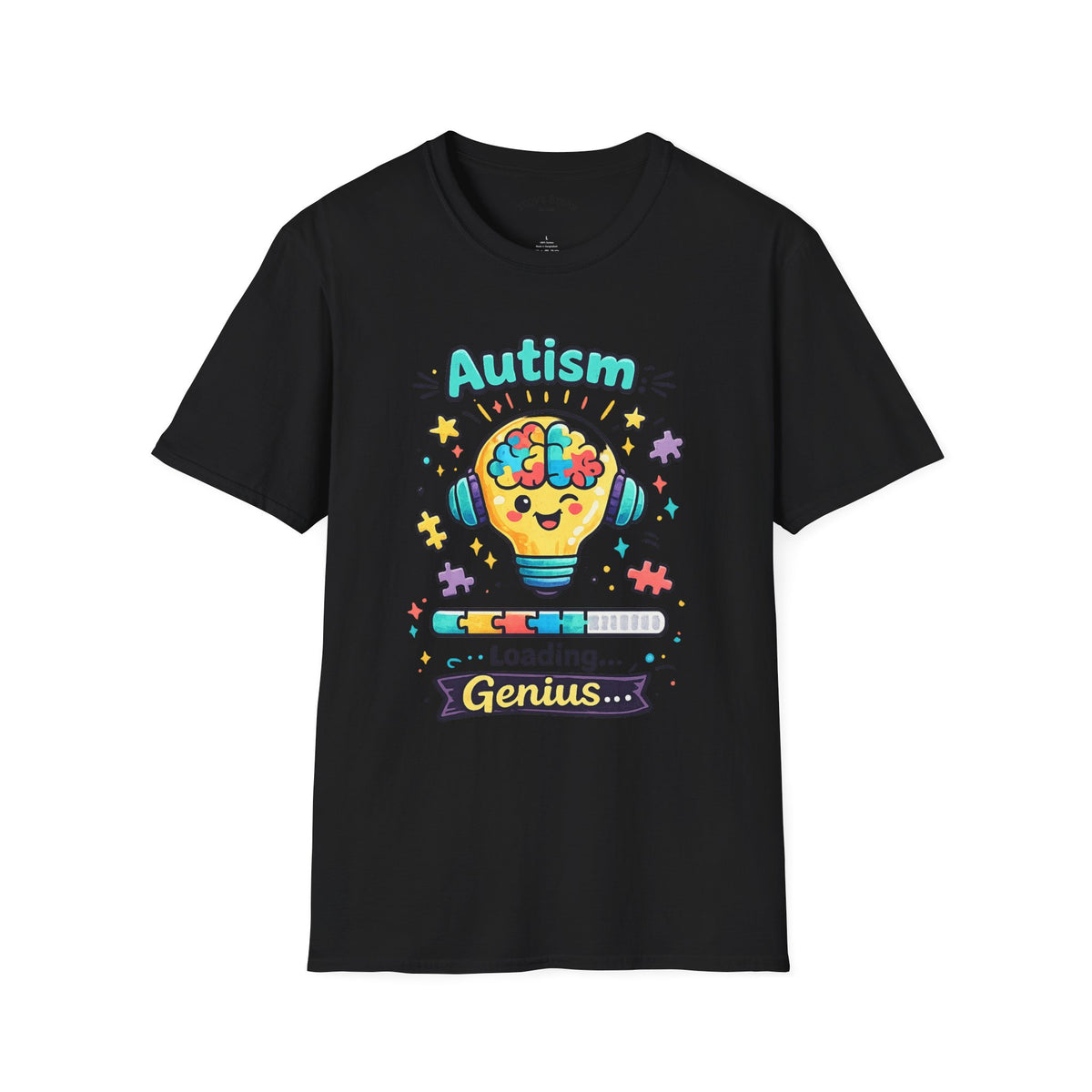 Autism Awareness T-Shirt — Cute 'Loading Genius' Puzzle Lightbulb Design