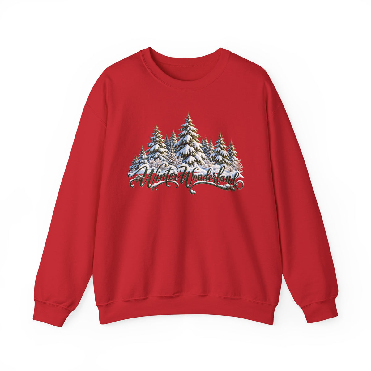Winter Wonderland Crewneck Sweatshirt — Snowy Pine Trees Holiday Pullover