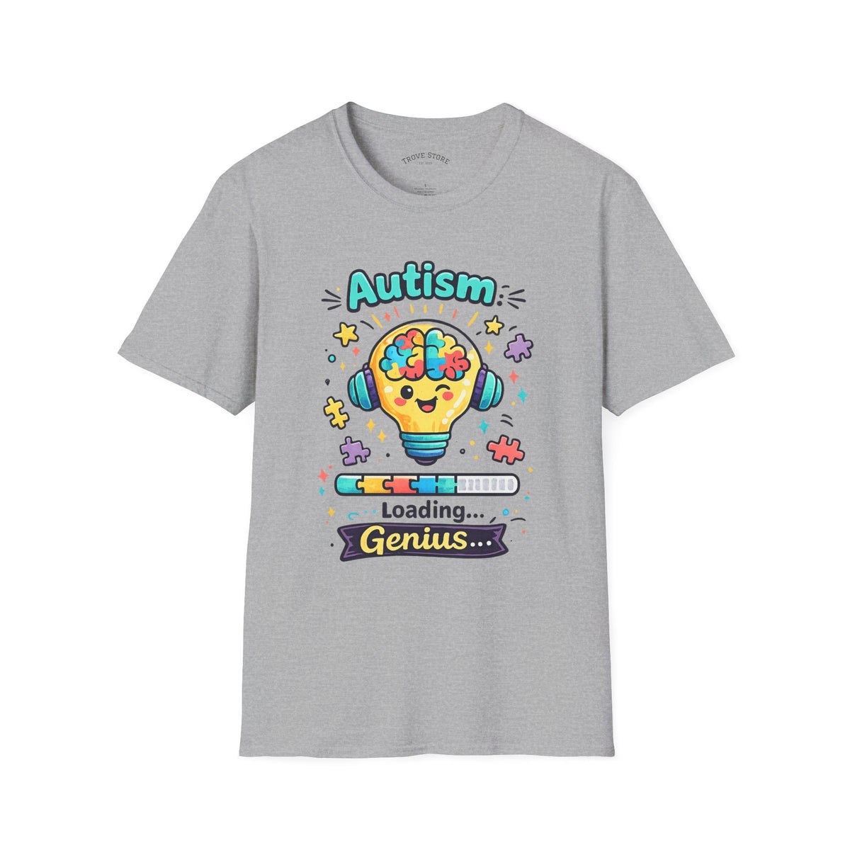 Autism Awareness T-Shirt — Cute 'Loading Genius' Puzzle Lightbulb Design