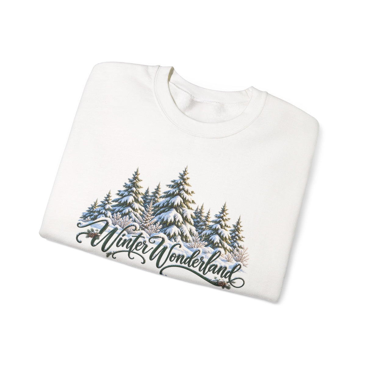 Winter Wonderland Crewneck Sweatshirt — Snowy Pine Trees Holiday Pullover