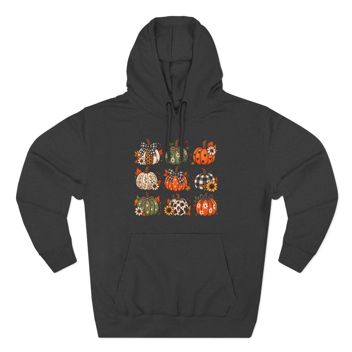 Pumpkin Patch Panel Hoodie — Fall Plaid & Floral Pumpkin Design
