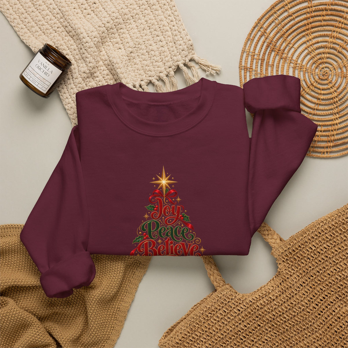 Christmas Tree Words Crewneck Sweatshirt