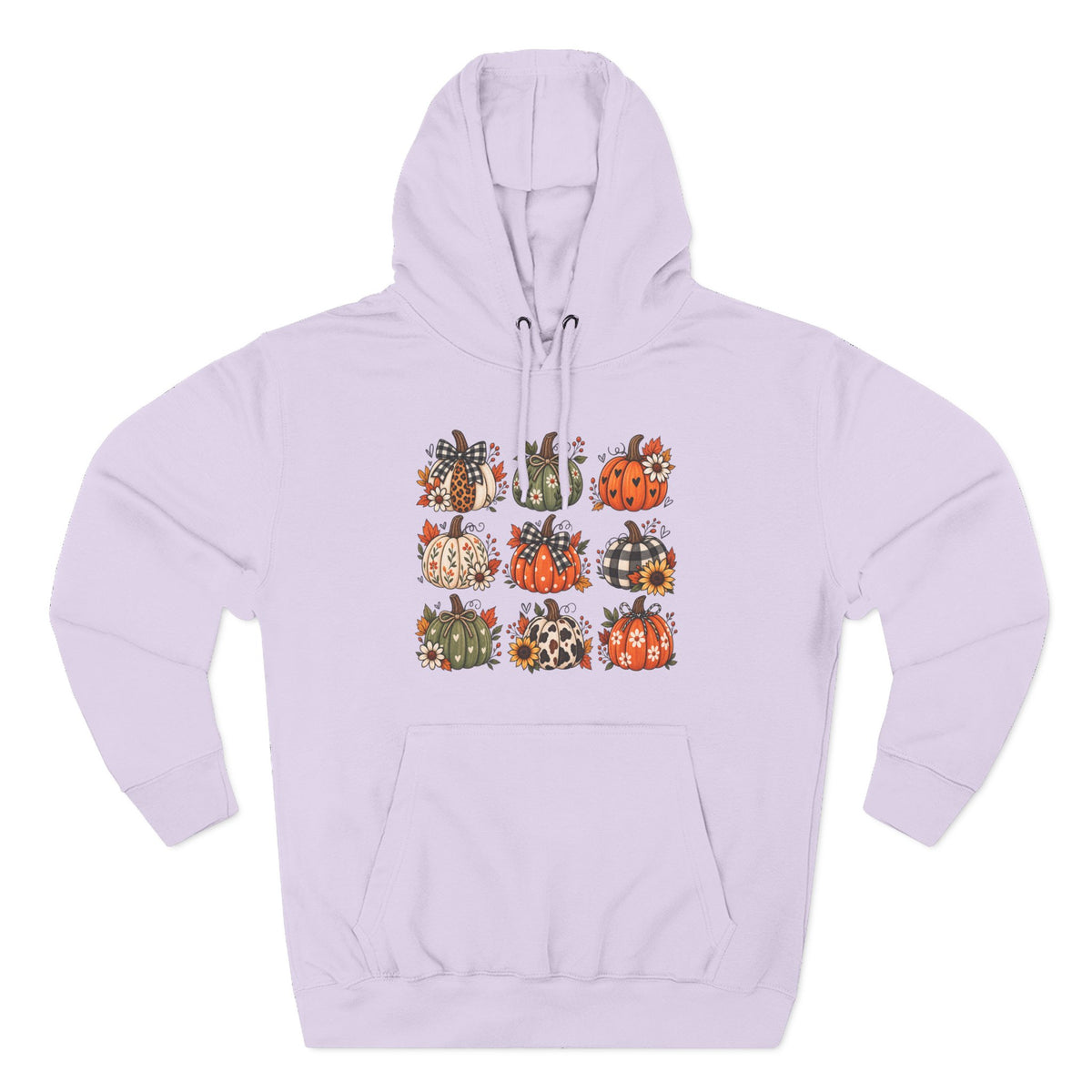 Pumpkin Patch Panel Hoodie — Fall Plaid & Floral Pumpkin Design