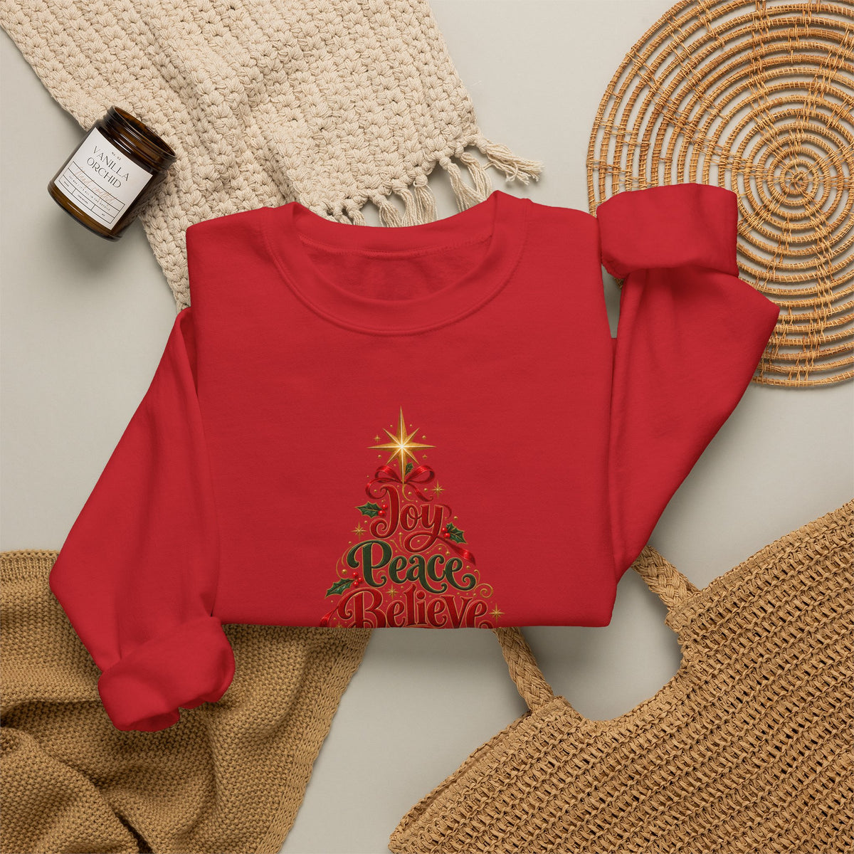 Christmas Tree Words Crewneck Sweatshirt