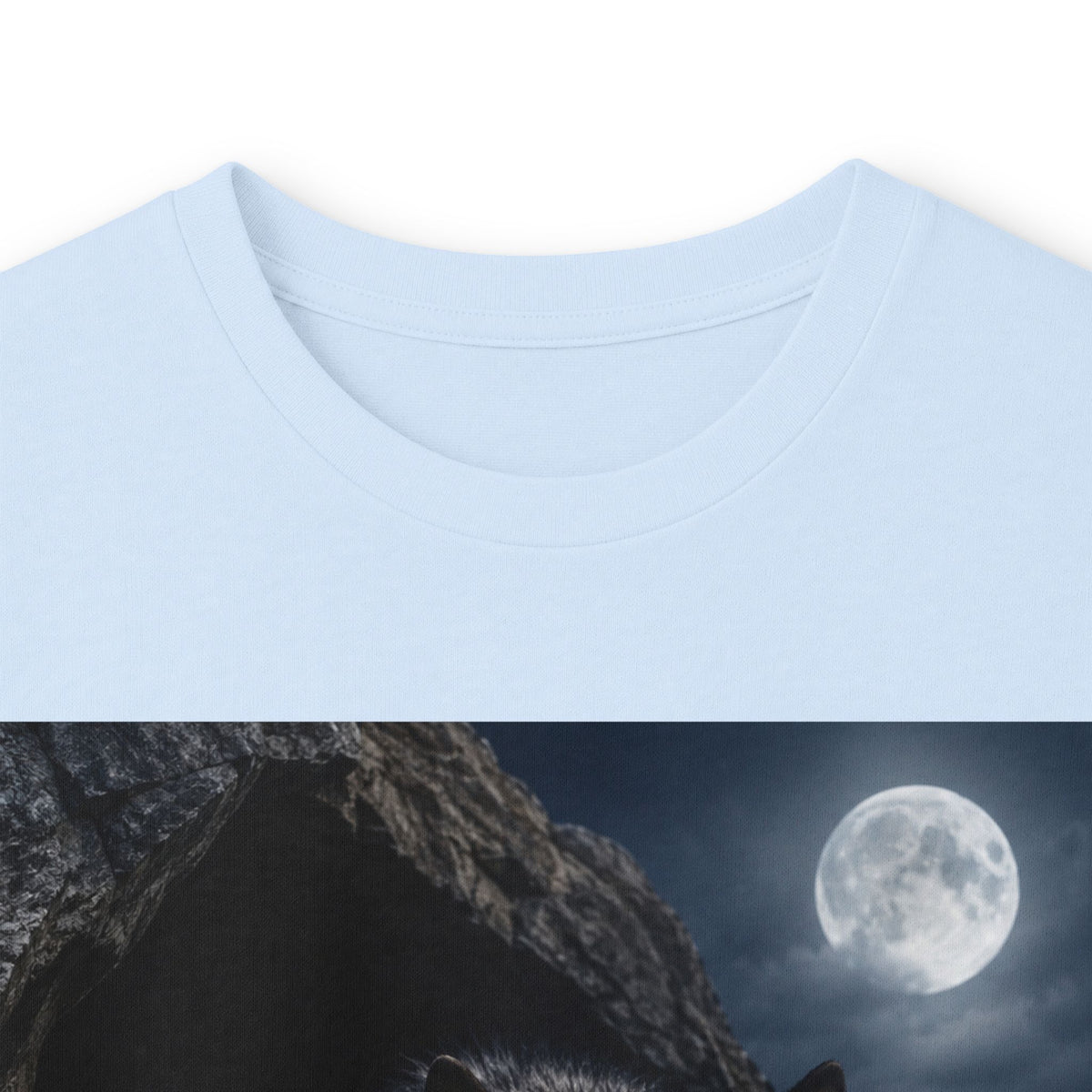Wolf Moon Long Sleeve Tee — Realistic Wolf Night Graphic