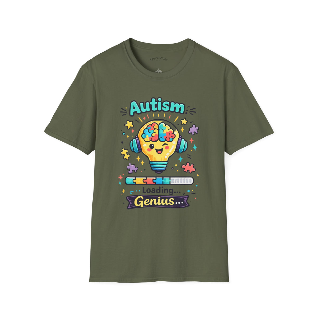 Autism Awareness T-Shirt — Cute 'Loading Genius' Puzzle Lightbulb Design