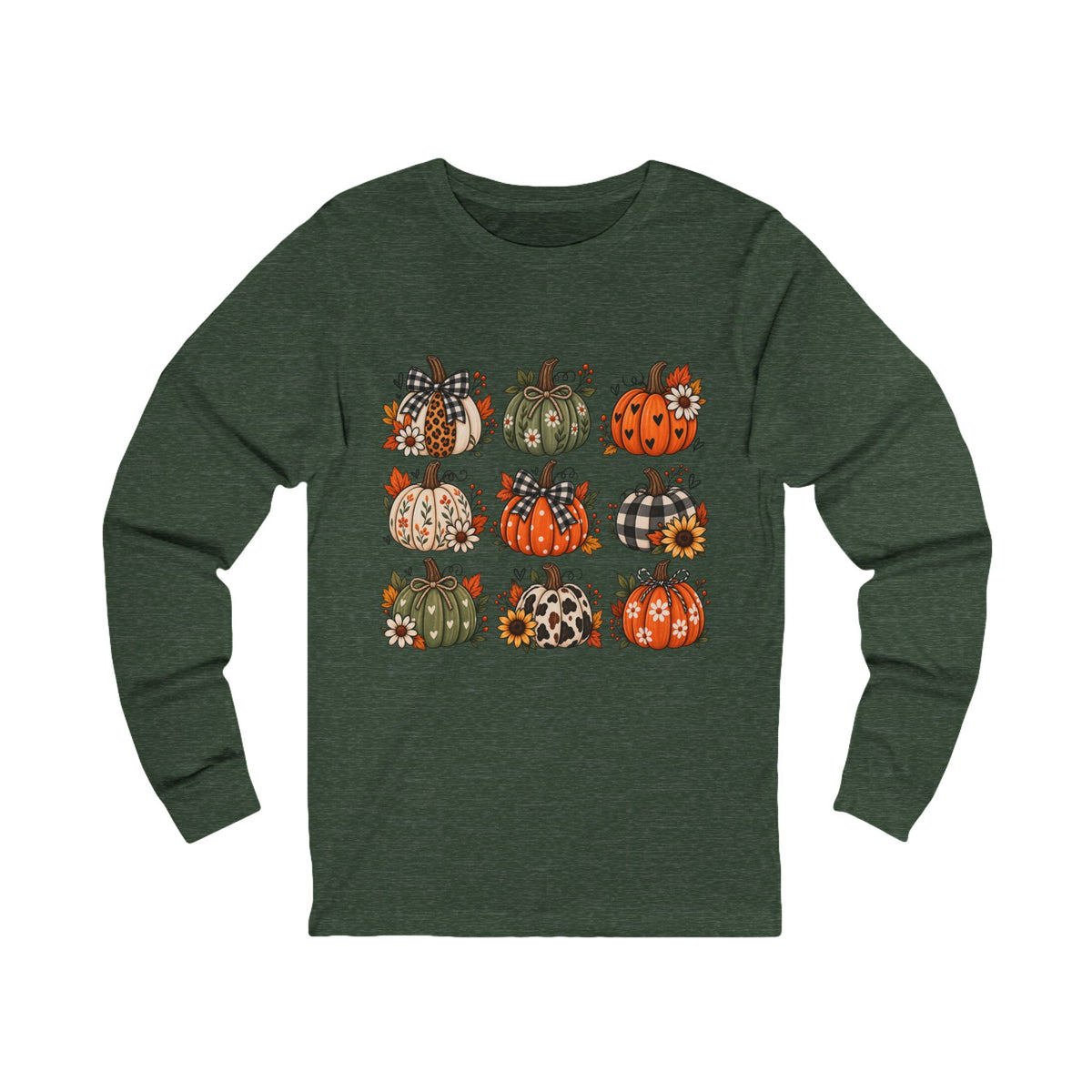Autumn Patchwork Pumpkins Long Sleeve Tee
