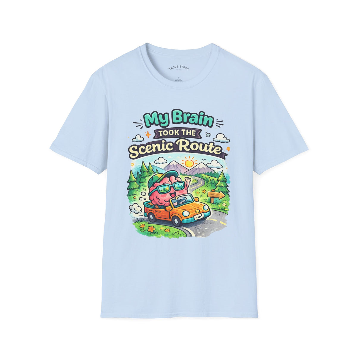 Scenic Route T-Shirt — "My Brain Took the Scenic Route" Road Trip Tee