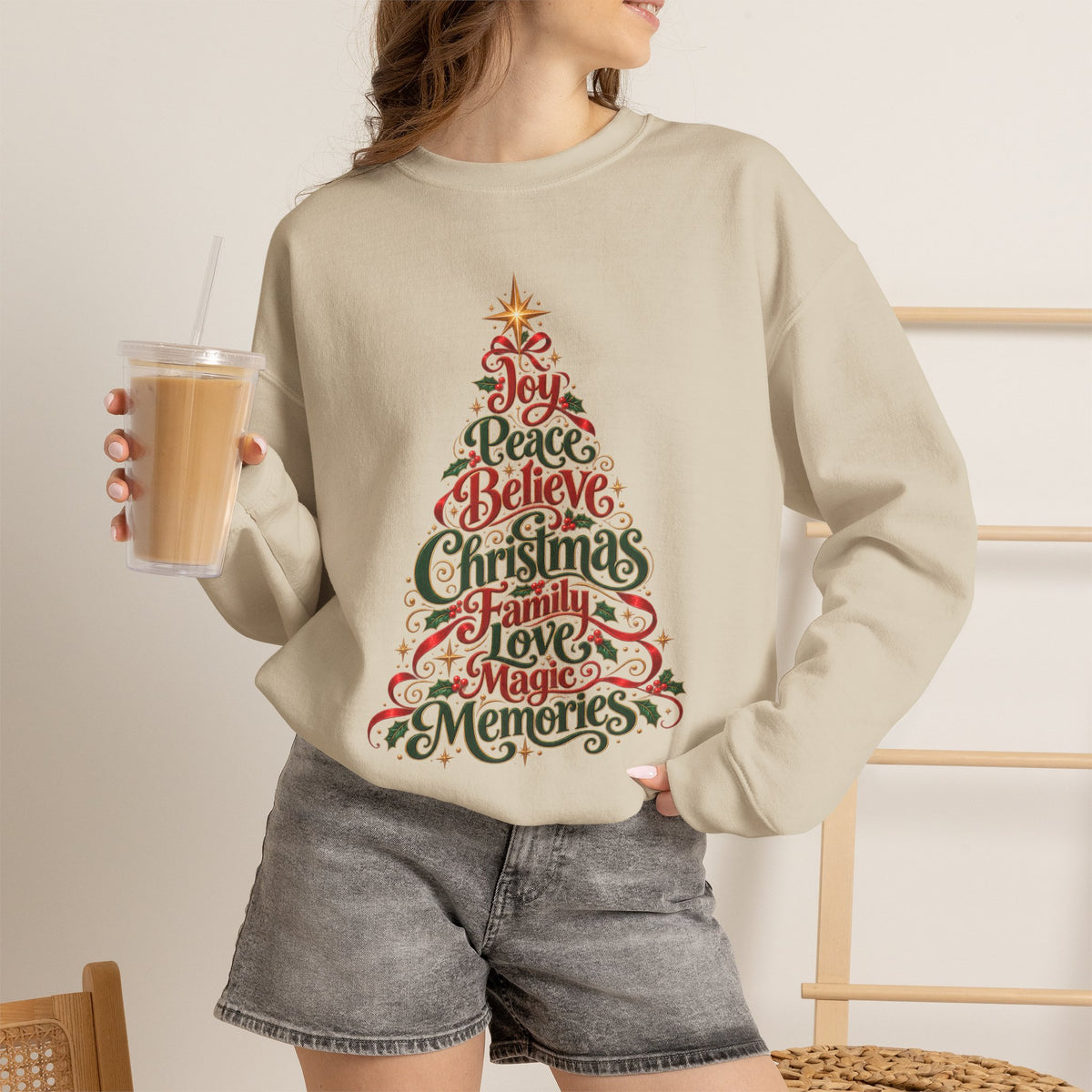 Christmas Tree Words Crewneck Sweatshirt