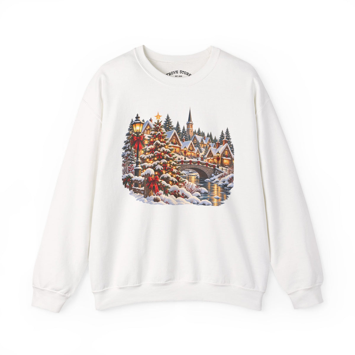 Holiday Village Snow Scene Sweatshirt