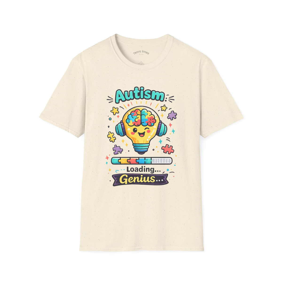 Autism Awareness T-Shirt — Cute 'Loading Genius' Puzzle Lightbulb Design