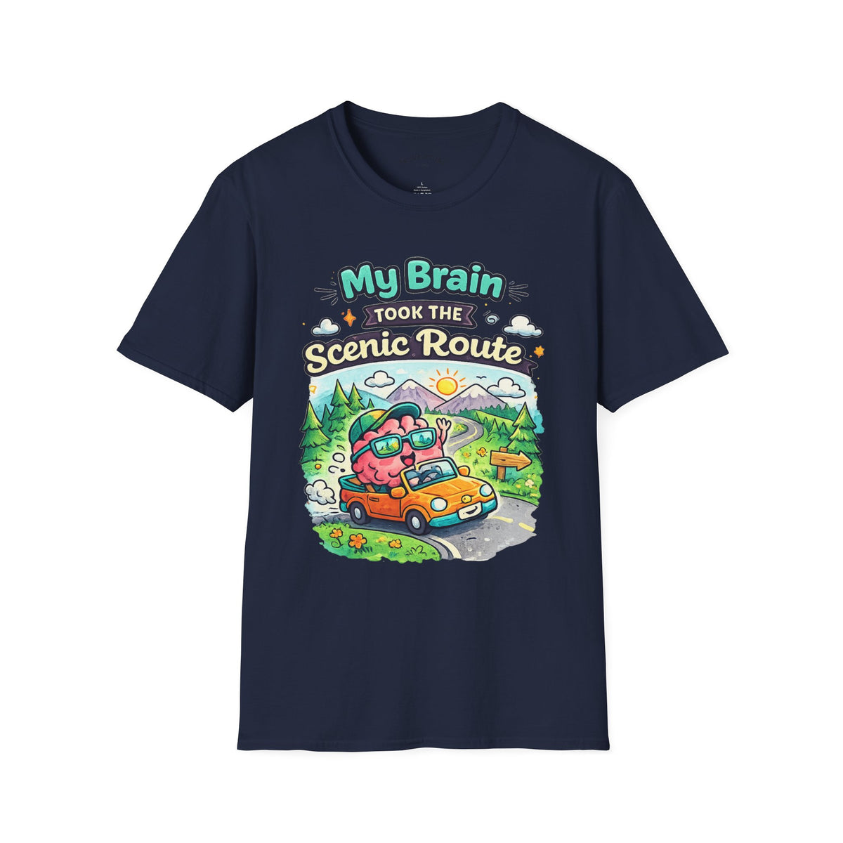 Scenic Route T-Shirt — "My Brain Took the Scenic Route" Road Trip Tee