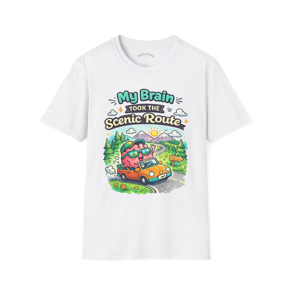 Scenic Route T-Shirt — "My Brain Took the Scenic Route" Road Trip Tee