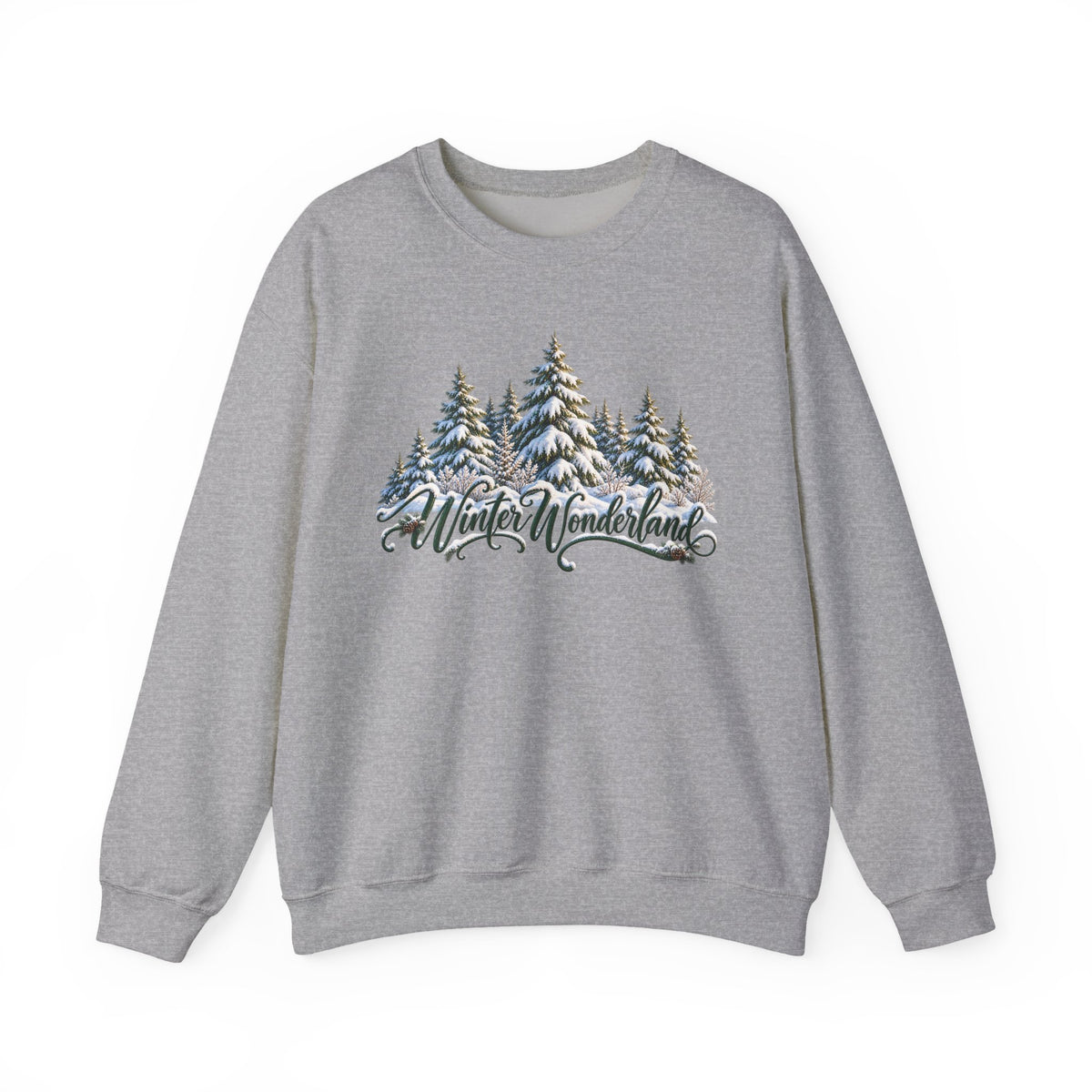 Winter Wonderland Crewneck Sweatshirt — Snowy Pine Trees Holiday Pullover