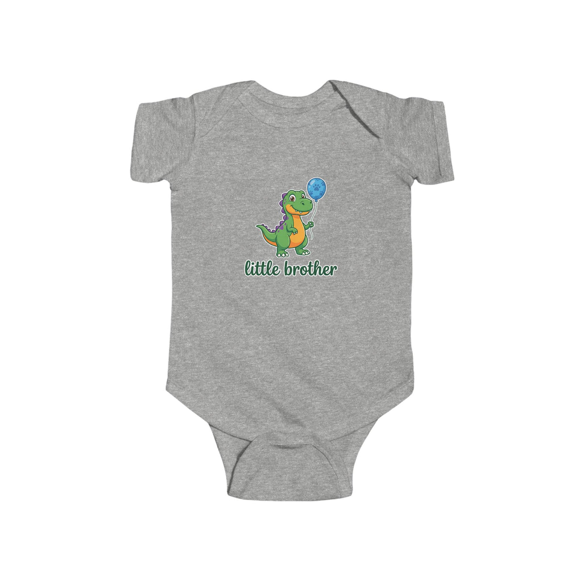 Little Brother Dinosaur Baby Bodysuit - Cute Green Dino with Balloon