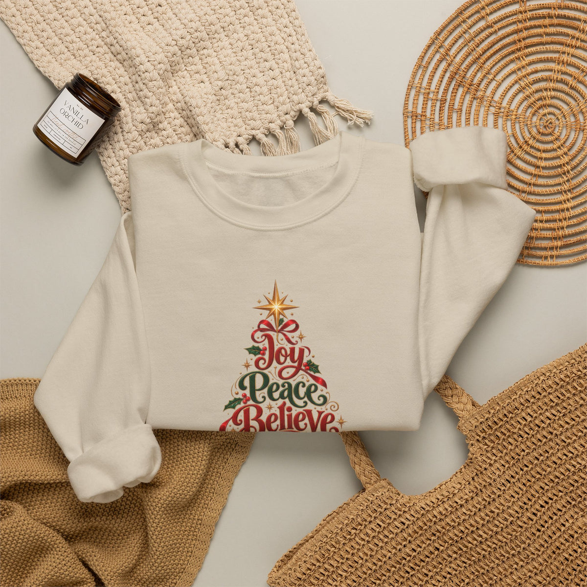 Christmas Tree Words Crewneck Sweatshirt