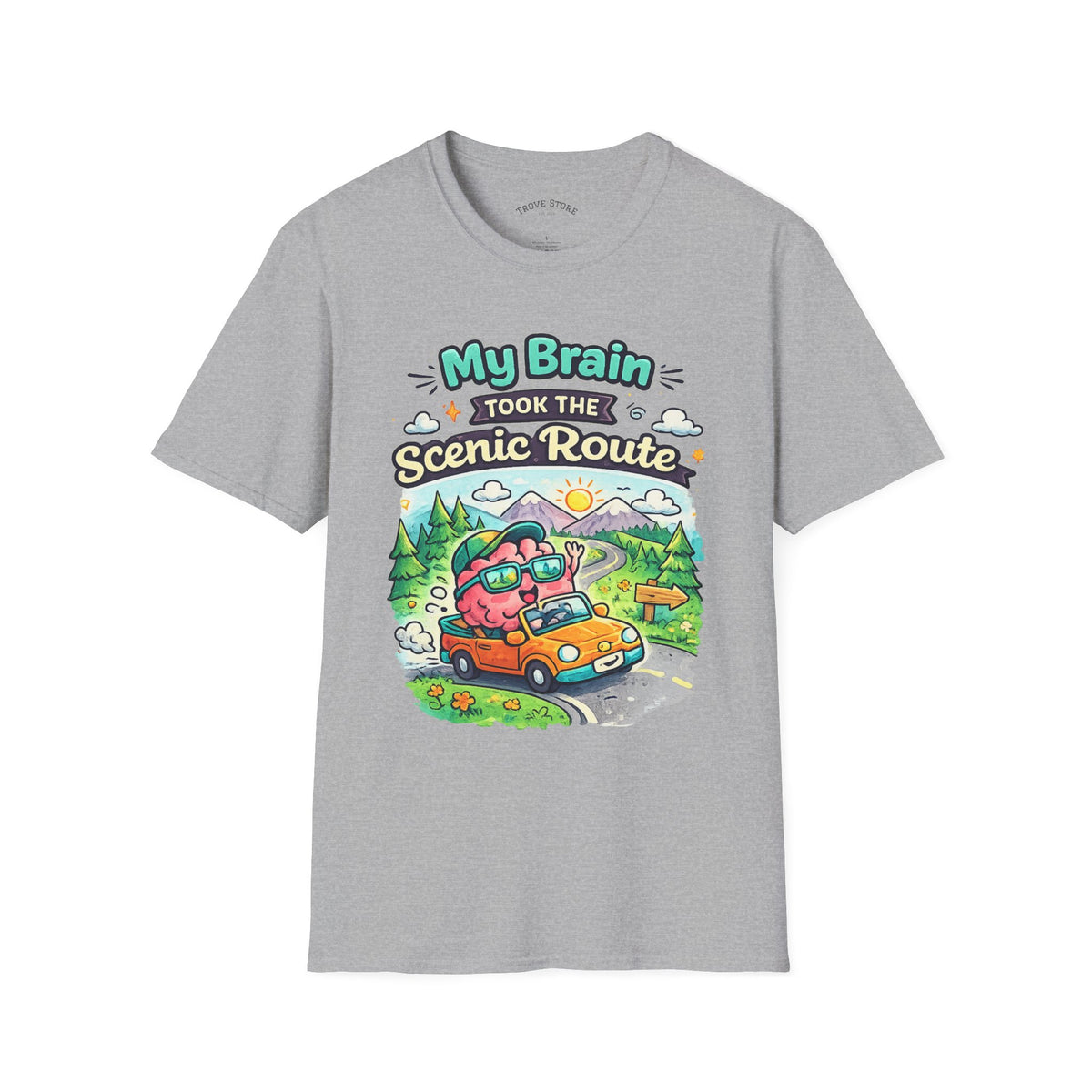 Scenic Route T-Shirt — "My Brain Took the Scenic Route" Road Trip Tee