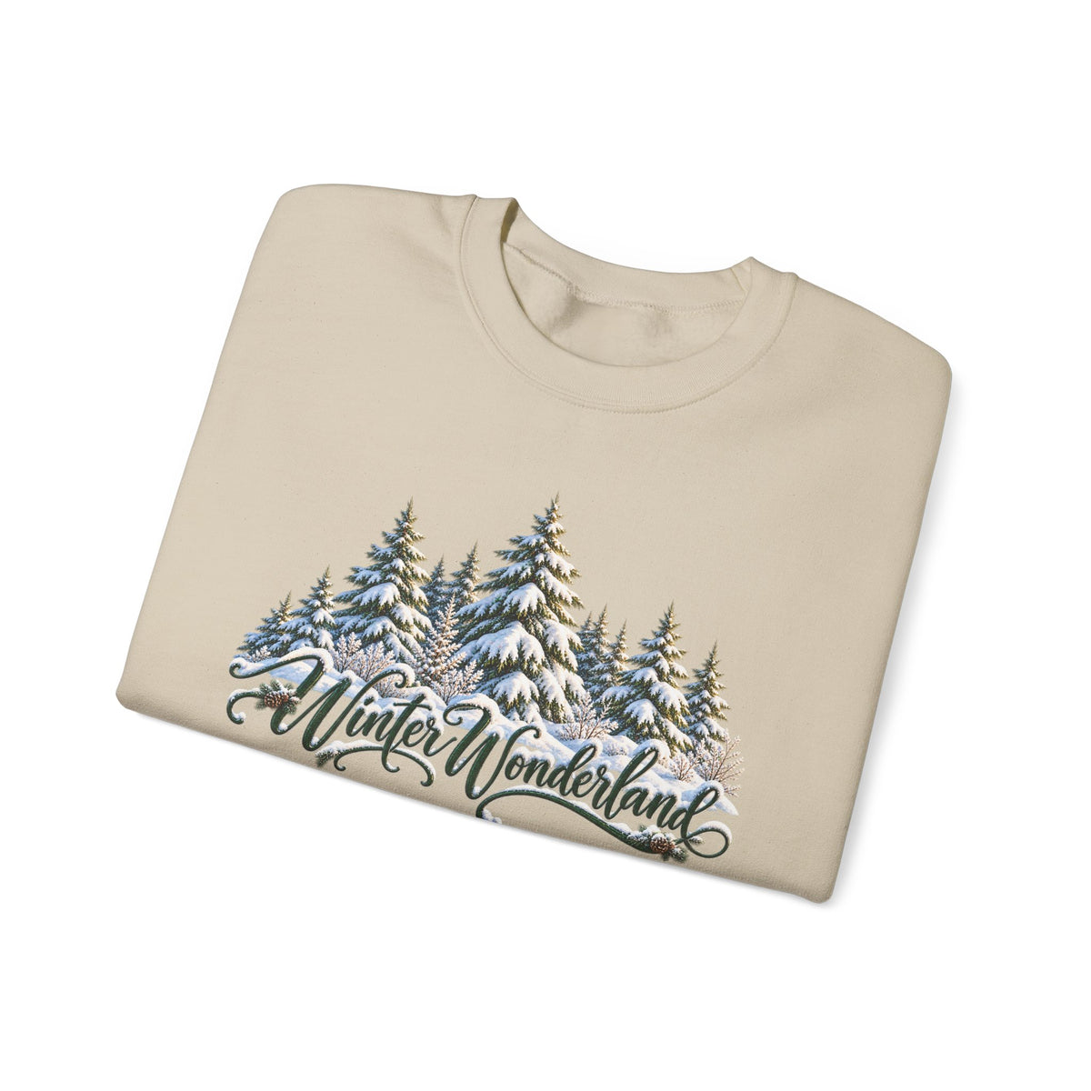 Winter Wonderland Crewneck Sweatshirt — Snowy Pine Trees Holiday Pullover